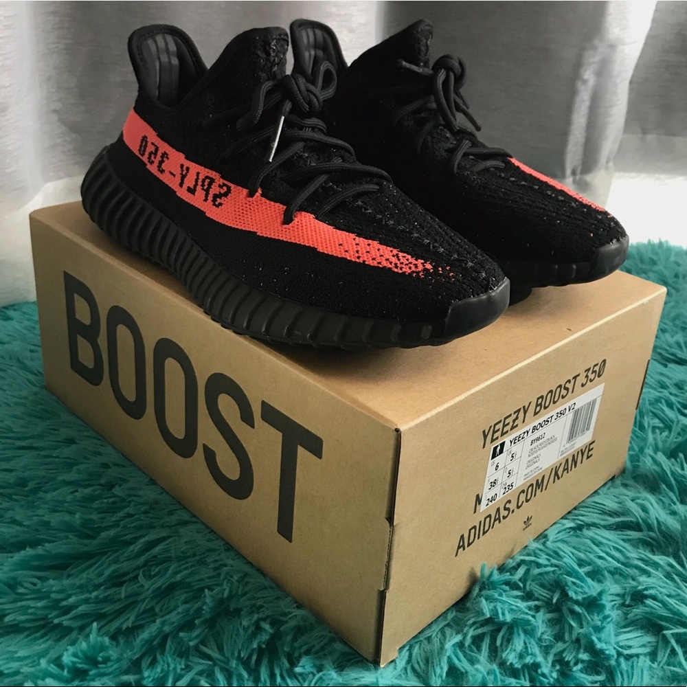 adidas YEEZY Boost 350 Black and Red Sneakers